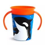 Tasse d'apprentissage Miracle 360 Wildlove avec poignées, +6 mois, Orca Whale, 177 ml, Munchkin