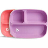 Set di 2 piatti divisi Splash, Rosa/Viola, Munchkin