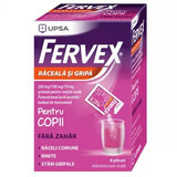 Fervex suikervrije verkoudheid en griep voor kinderen, 280mg/100 mg/10 mg, 8 sachets, Upsa