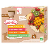 Confezione multipla di purea di frutta ecologica, 8x90g, BabyBio