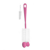 Brosse à biberon et à tétine avec éponge, rose, BabyOno