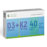 Vitamine D3 4000 IE + Vitamine K2 150 mcg, 40 filmomhulde tabletten, Remedia