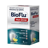 Bioflu Hot Drink, 500 mg/200 mg/4 mg korrels voor orale oplossing, 8 sachets, Biofarm