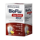 Bioflu Hot Drink Max, 1000 mg/200 mg/4 mg granulés pour suspension orale, 8 sachets, Biofarm