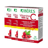Vitamine C 1500 mg + Vitamine D3 3000 UI, 3x30 comprimés, Beres