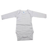 Geribbelde katoenen bodysuit met lange mouwen, 12-18 maanden, Wit, Baltic Bebe