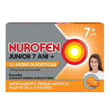 Nurofen Junior 7 ans+ 100 mg avec arôme d'orange, 12 gélules, Reckitt Benckiser