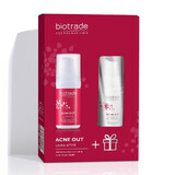 Acne Out Pack Actieve crème voor de acnegevoelige huid, 30 ml + Reinigingsschuim voor de acnegevoelige huid, 20 ml, Biotrade