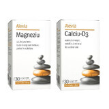 Pakket Magnesium, 30 tabletten + Calcium D3, 30 tabletten, Alevia