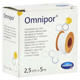 Omnipor hypoallergene pleister met papieren achterkant (900437), 2,5cmx5m, 1 stuk,Hartmann