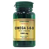 Premium Omega 3-6-9 Lijnzaadolie 1000 mg, 30 capsules, Cosmopharm