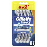 Gillette Blue 3 Comfort wegwerpscheermesjes met 3 mesjes, 6 + 2 stuks, P&amp;G