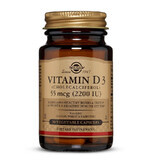 Vitamine D3 2200 IE Cholecalciferol 55 mcg, 50 capsules, Solgar