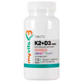 MyVita K2 + D3 Forte, vitamine K MK-7 met natto 100 µg + vitamine D 4000 IE, 120 tabletten