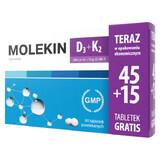 Molekin D3 + K2, vitamin D 2000 IU + vitamin K 75 µg, 45 film-coated tablets + 15 free tablets