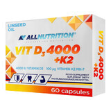 Allnutrition Vit D3 4000 + K2, vitamin D 4000 IU + vitamin K 100 µg, 60 capsules