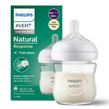 Avent Natural Response, glazen fles met responsieve speen, flow 2, SCY930/01, vanaf de geboorte, 120ml 