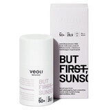 Veoli Botanica But First, Protecție solară, cremă de protecție ușoară cu spectru larg împotriva foto-îmbătrânirii, cu acțiune hidratantă și calmantă, SPF 50+, 50 ml