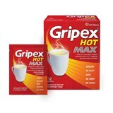 Gripex Hot Max 1000 mg + 100 mg + 12,2 mg, pulbere pentru soluție orală, 12 pliculețe