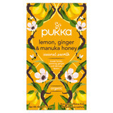 Pukka Zitrone-Ingwer &amp; Manuka Honig Bio, Früchte- und Kräutertee, Ingwer und Zitrone, aromatisiert, 2 g x 20 Portionsbeutel 