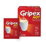 Gripex Hot 650 mg + 50 mg + 10 mg, pulbere pentru soluție orală, 8 plicuri