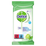 Dettol Anti-Bacterial and Anti-Yeast Wipes for Cleaning and Disinfecting Surfaces, Lime and Mint, 36 Count