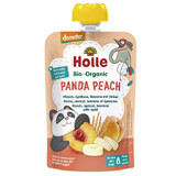 Holle, Mousse aux fruits en tube Panda Pêche, pêche, abricot, banane à l'épeautre BIO, après 8 mois, 100 g