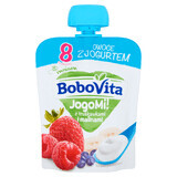 BoboVita JogoMi! Fruit met yoghurt in een tube, aardbeien, frambozen, 80 g