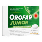 Orofar Junior 1 mg + 1 mg, for children over 6 years of age, orange flavor, 24 tablets