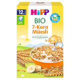 HiPP Musli 7 cereales Bio, plátano, sin azúcar añadido, a partir de 12 meses, 200 g