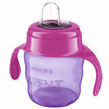 Avent, druppelbeker met handvaten en siliconen mondstuk, roze, SCF551/03, na 6 maanden, 200 ml