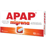 Apap Migraine 250 mg + 250 mg + 65 mg, 10 filmomhulde tabletten