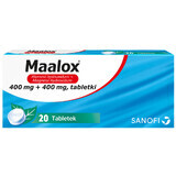 Maalox 400 mg + 400 mg, 20 tabletten