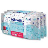 Kindii Pure Water 99%, vochtige doekjes voor baby's en kinderen, 3 x 60 stuks