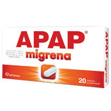 Apap Migraine 250 mg + 250 mg + 65 mg, 20 filmomhulde tabletten