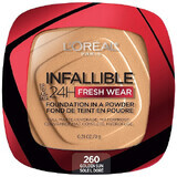 Gezichtspoeder, Loreal, Infallible 24H Fresh Wear, Foundation in een poeder, 260 Gouden Zon, 9 g