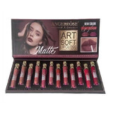 Set de 12 barras de labios mate y resistentes, Angel Rose, Art Soft Waterproof, Natural Velvet Matte