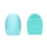 Brush Egg - Accessoire en silicone pour le nettoyage des pinceaux de maquillage, couleur bleu