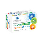 Vitamine C 1000 mg + D3 2000 IU + Zink 15 mg, 30 tabletten, Helcor