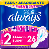 Always Platinum Super (maat 2) maandverband met vleugels 26 stuks