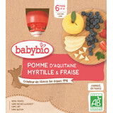 Babybio doypack appel, bosbes, aardbei 4 x 90 g