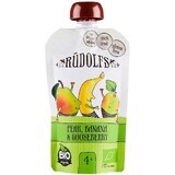 Rudolfs Biologische Fruithapjes glutenvrij Peer, banaan, zwarte bes 110 g