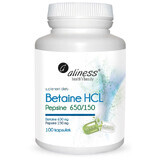 Betaïne HCL, Pepsine 650/150 mg x 100 capsules Aliness