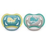 Philips Avent Ultra Air Soothers with glow in the dark button, +18 months, 2 pieces, SCF394/24, Philips