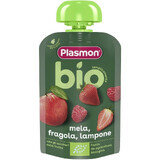 Biologische puree van aardbeien, frambozen en appels, + 6 maanden, 100 g, Plasmon