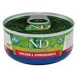 Natvoer met kip en granaatappel voor katten N&D Prime Adult, 70 g, Farmina