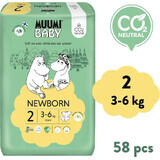 Muumi Baby 2 Newborn 3-6 kg, biologische luiers 1×58st, ECO luiers