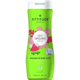 ATTITUDE Baby sapone per il corpo e shampoo (2 in 1) Piccole foglie al gusto di melone e cocco 1×473 ml, sapone per il corpo e shampoo per bambini