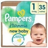 Pampers Harmonie, luiers, maat 1, 2-5 kg, 35 stuks