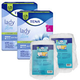 Tena Lady Slim Set, gespecialiseerd maandverband, Extra, 2 x 20 stuks + ProSkin Pants Absorbent Normal Panty, maat M en L, 2 stalen